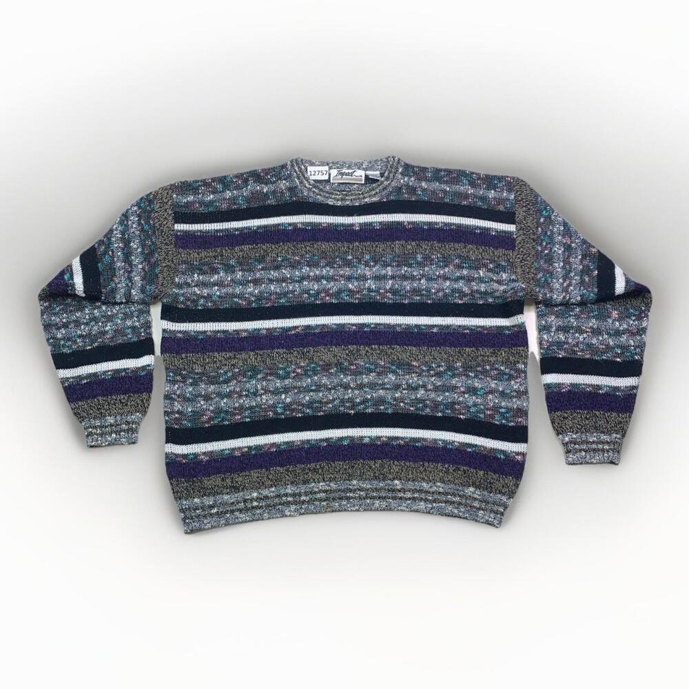 Vintage 80s 90s Grandpa Cosby Retro Knot Colorful Men’s Sweater Impact  XL-12757